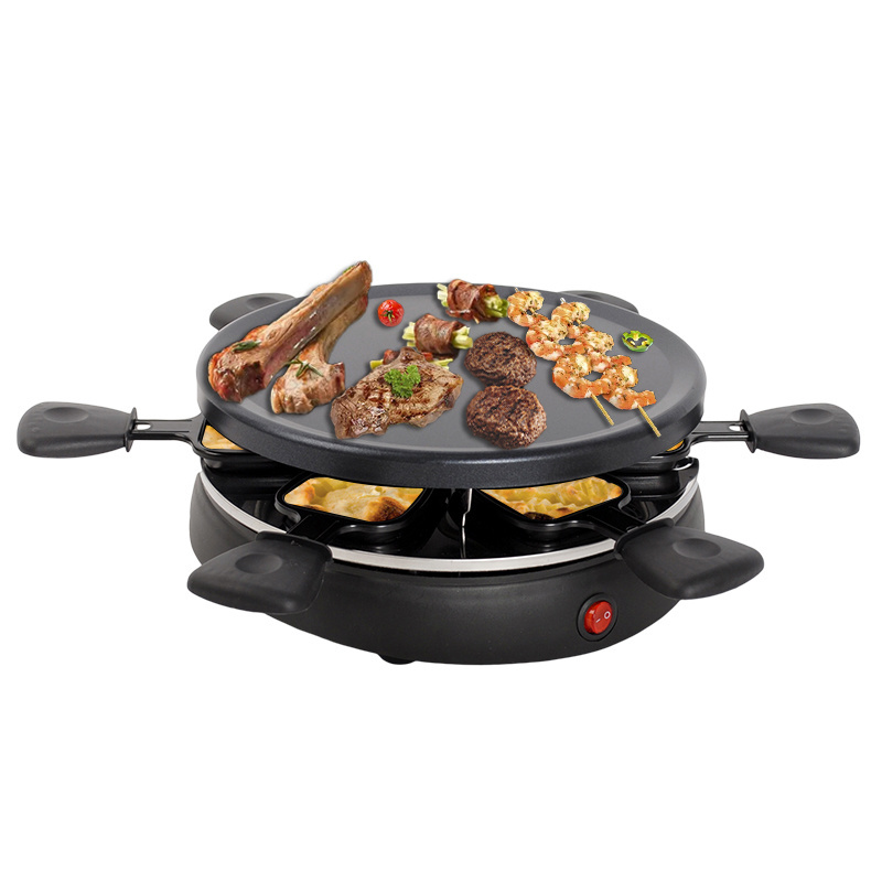 6 pan cheese hotpot 6-person double layer non-stick BBQ grill electric round raclette grill