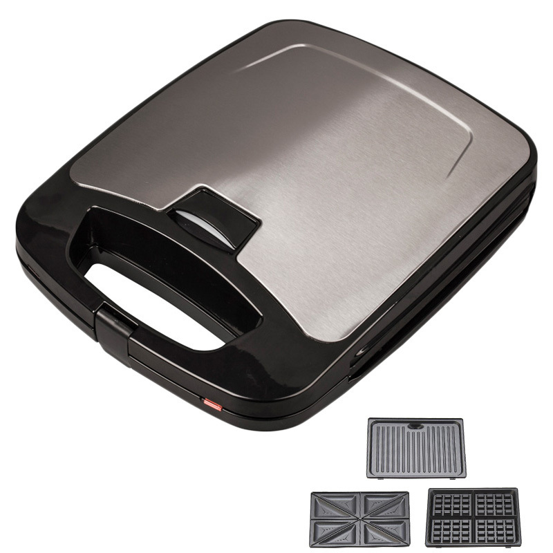 3 in 1 detachable square 4 slice breakfast large stainless steel waffle sandwich maker