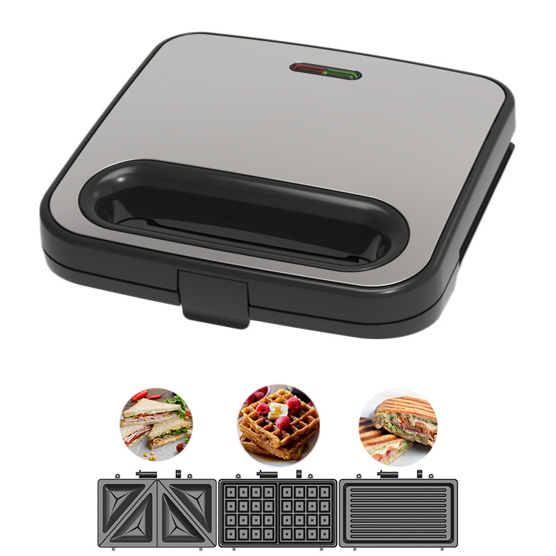 3 in 1 detachable square 4 slice breakfast large stainless steel waffle sandwich maker