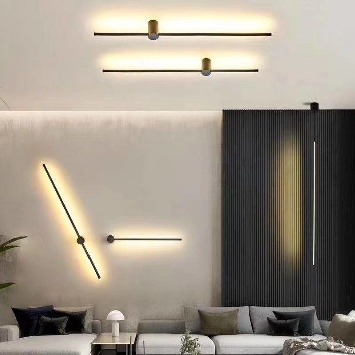 NL Nordic Modern LED Linear Pendant Lights Minimalist Hanging lamp  Living Room Bedroom Chandelier