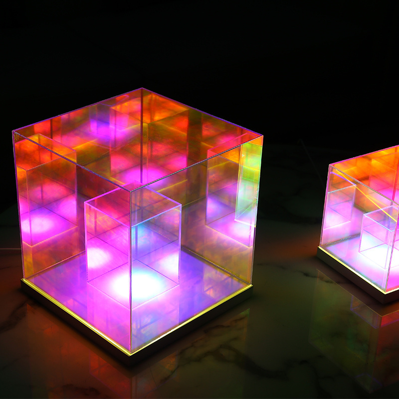 New Design Magical Acrylic Cube 3D Party Lights Led for Holiday Bar Restaurant Night Light Table Lamp