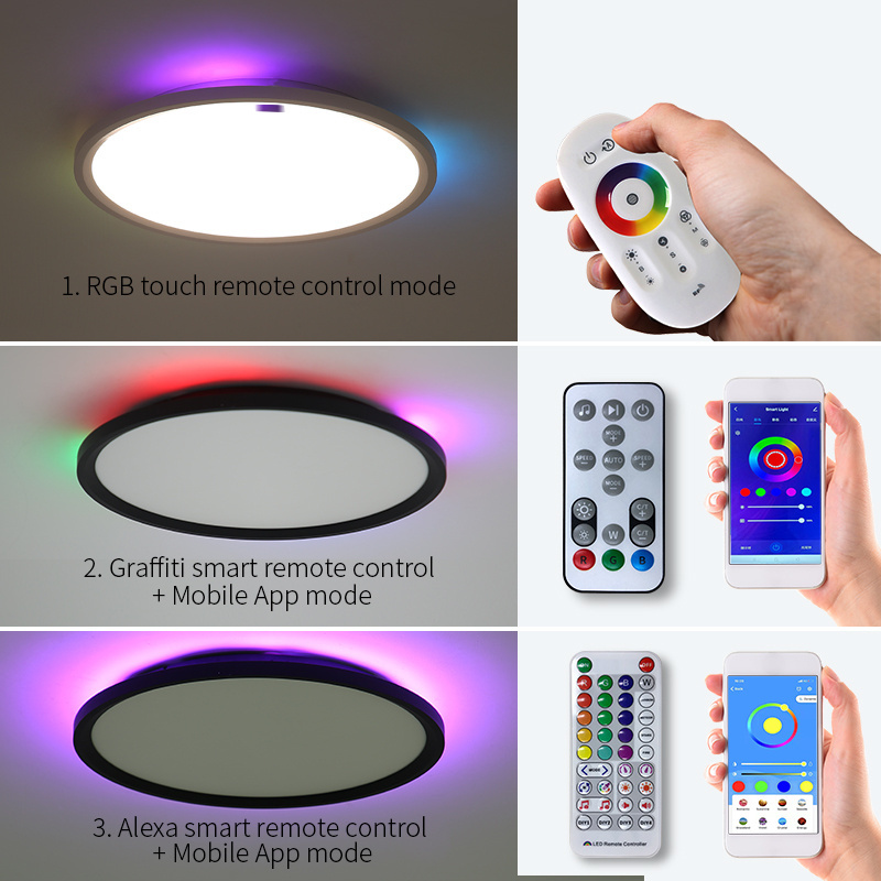 Modern Style Changeable Smart Wifi Conenected Alexa Tuya App Control Surface Mounted Ceiling Night Panel Light