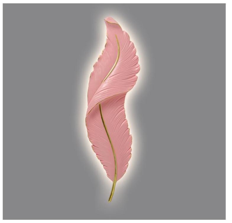 Modern luxury feather decorative painting LED lamp living room backdrop wall hanging art wall light