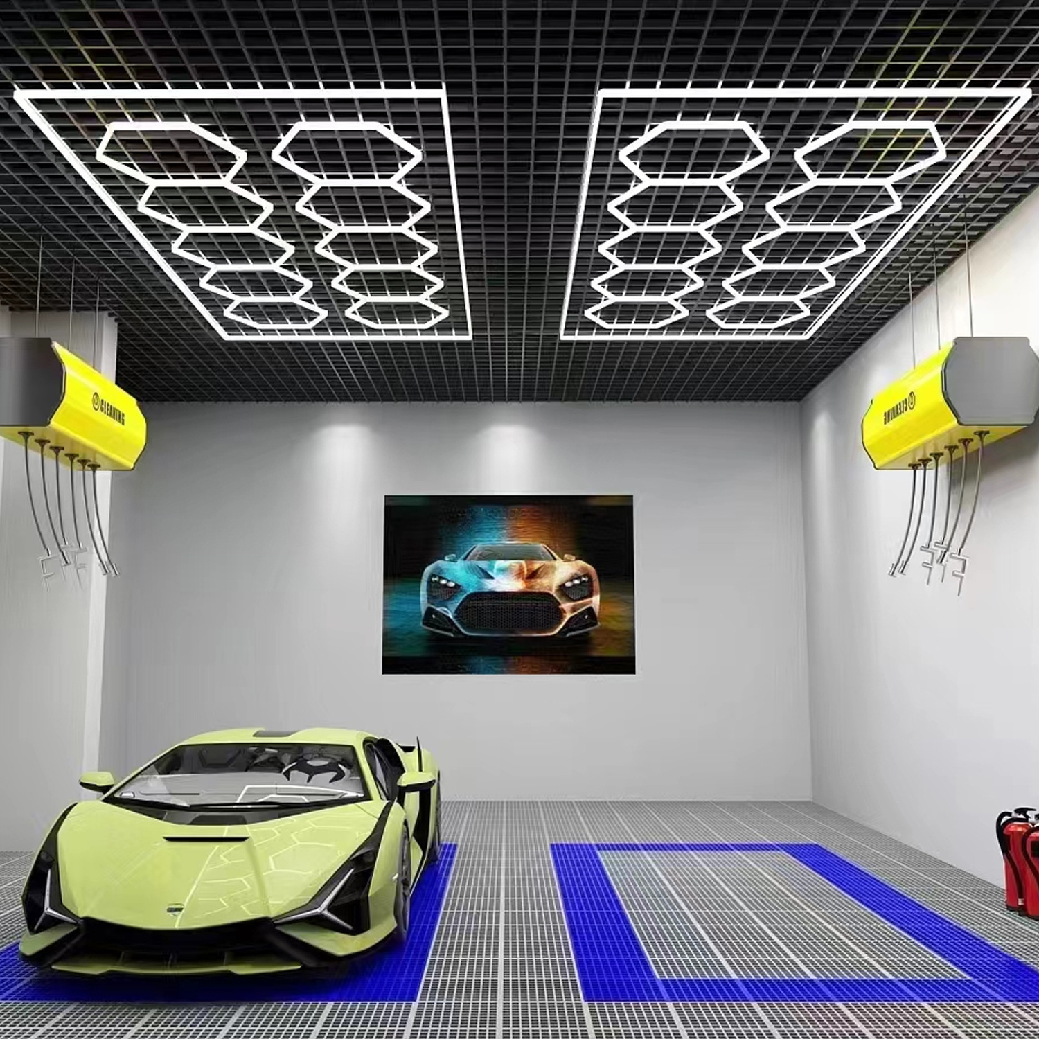 Honeycomb hexagonal led garage lights for automobile wash Workshop ceiling working light