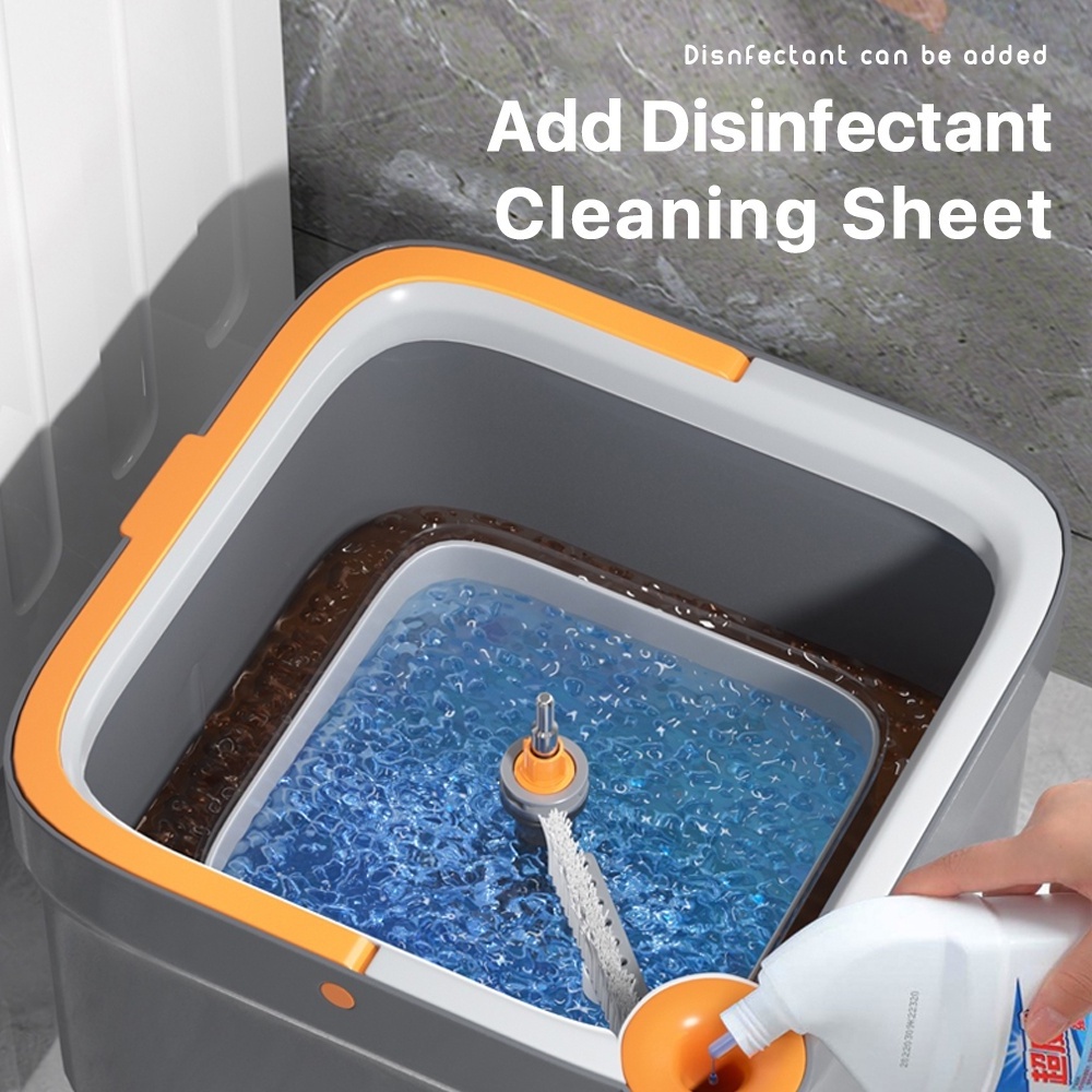 BOMIDI M16 Self Wash Spinning Mop Spinner Flat 360 Rotating Cleaner With Turbo Flushing Bucket 2 Mop Cloth Mops for home