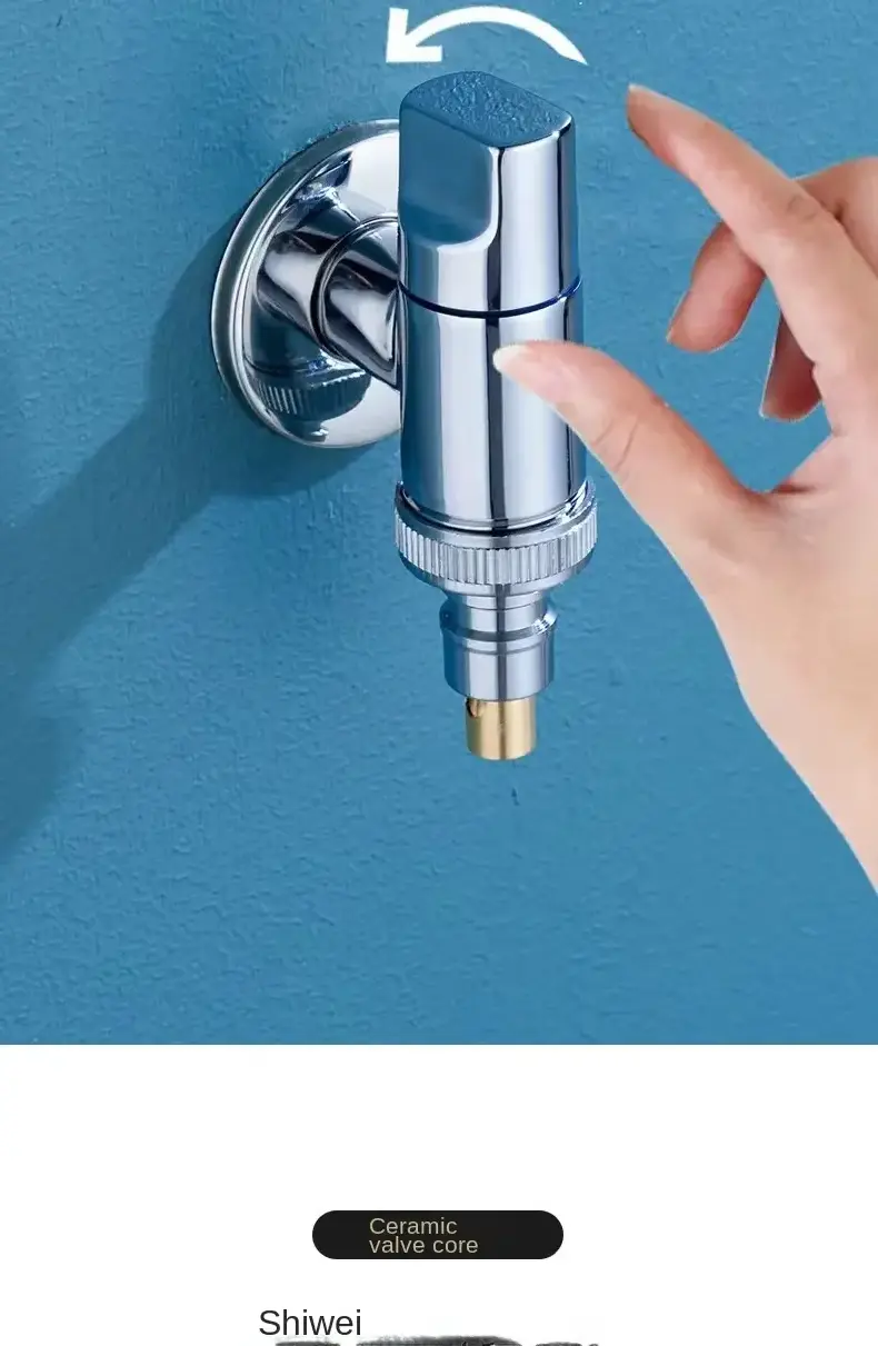 Copper washing machine automatic stop valve faucet special mini short joint 4/6 thread anti falling faucet