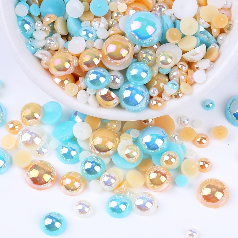 MIX Color Plastic Pearl abs Half Beads Pearls For Mobile Phone Shell