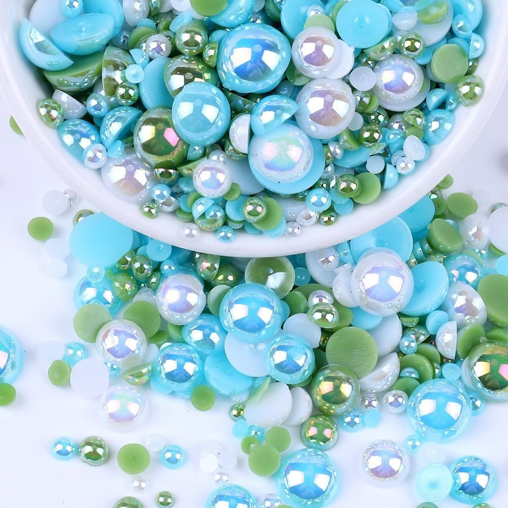 MIX Color Plastic Pearl abs Half Beads Pearls For Mobile Phone Shell