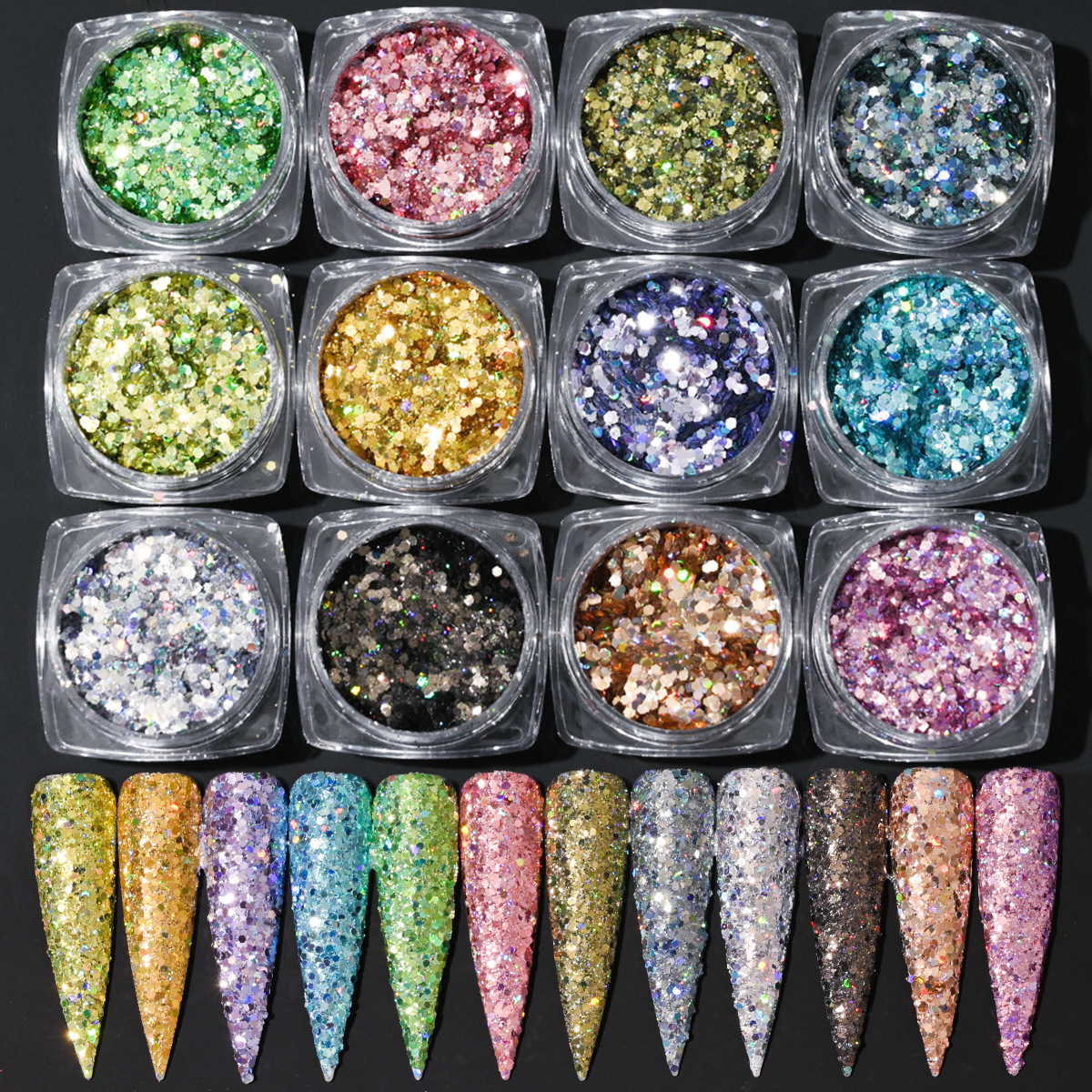 Wholesale Colorful Cosmetic Grade Holographic Glitter Polyester Holographic Chunky Bulk Glitter for Decoration