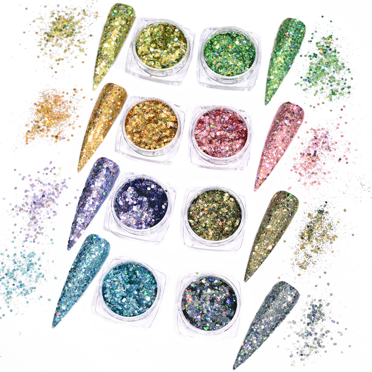 Wholesale Colorful Cosmetic Grade Holographic Glitter Polyester Holographic Chunky Bulk Glitter for Decoration