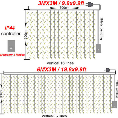 Twinkle Garland 3*3m 300 LED Window Curtain String Light for Wedding Party Home Garden Bedroom Outdoor Indoor Wall Decorations