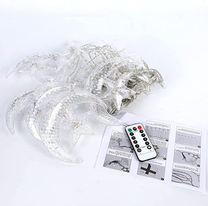 LED Star Moon Curtain Decorative Lights, Window Curtain Fairy String Lights, Remote Control & USB PlugLighting