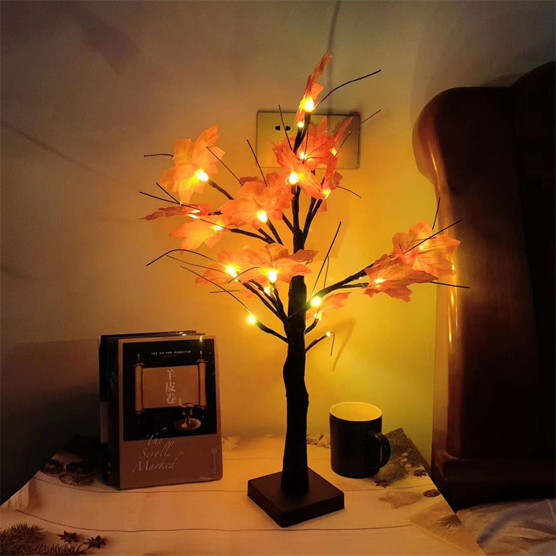 LED Tree Lamp DIY Artificial Tree Lamp with Maple Leaves Fairy Light