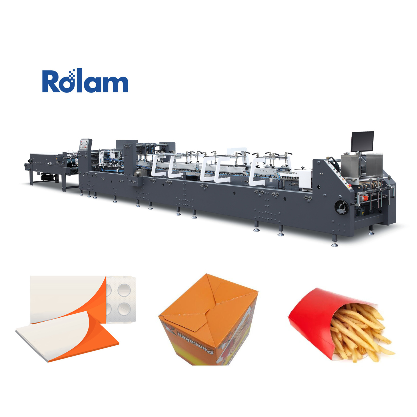 Three Points Hot Melt Glue Guns System Folder Gluer Automatic Paper Box Folding Gluing Machine