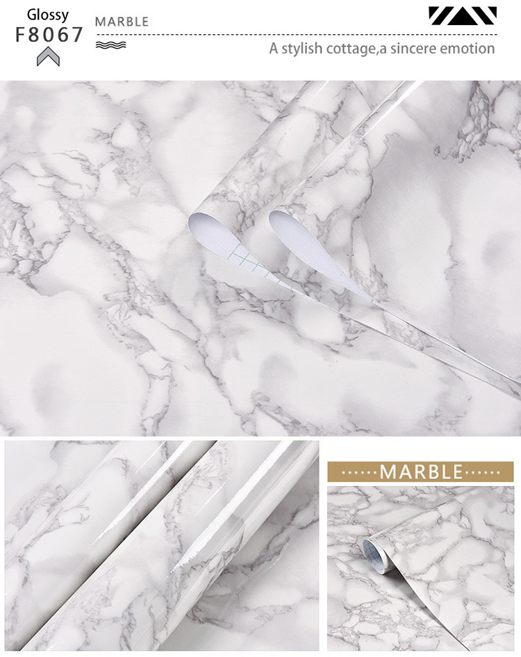 white marble  peel and stick wall paper marble tile wall sticker waterproof thickened wallpaper home decoration