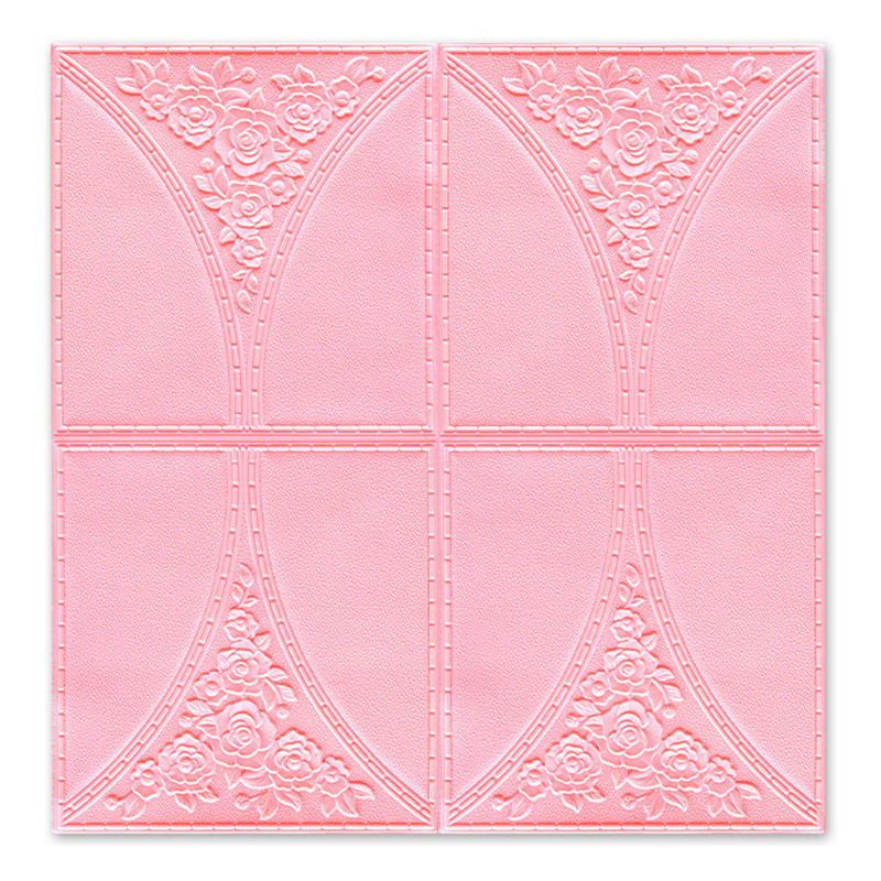 Hot Sale Pink Emboss Wallpaper 3d Pe Foam Self  Adhesive Wall Stickers 3d Home Decoration