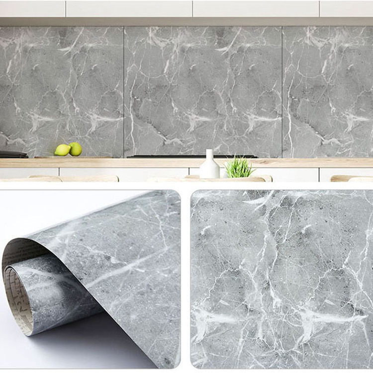 Wholesale peel and stick wallpaper waterproof oil proof  kitchen marble textured wallpaper