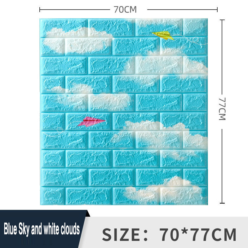 Wholesale Price Sky Blue Peel And Stick Wallpaper 3d Pe Foam Self Adhesive ECO-Friendly Wall Stickers For Kids Room