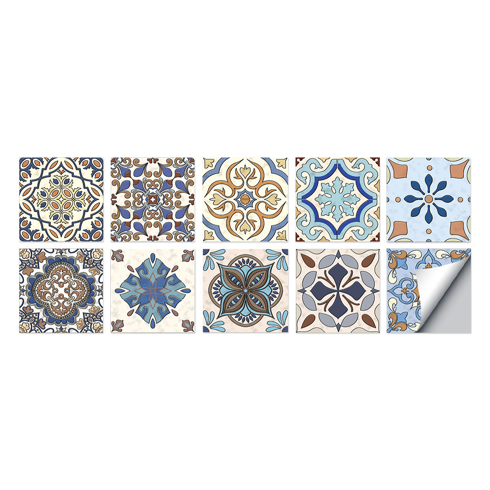 Factory Direct Wholesale PVC Colorful Talavera Mexican Tile lPeel and Stick Backsplash Tile Stickers Stick on Wall Tiles