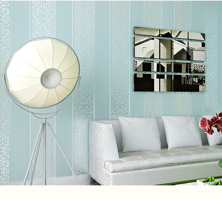 Luxury Wallpaper 3d Wall Stickers Home Decor Self-adhesive Embossed  Wallpaper Modern Simple Non Woven Sky Blue