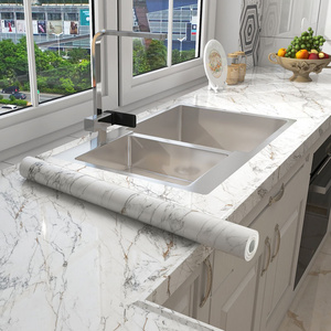 Factory price white marble wallpaper stickers kitchen cabinet waterproof peel and stick wallpaper