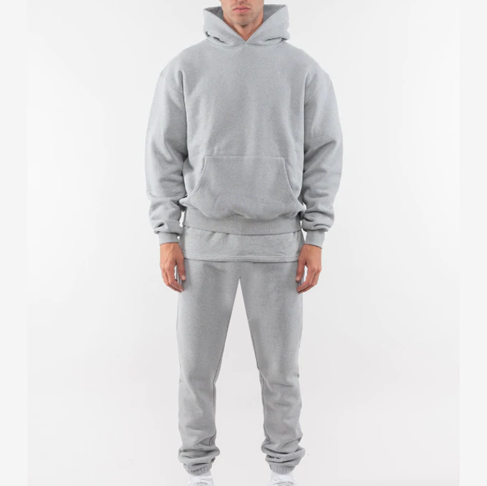 100% cotton high quality french terry sweatpants and hoodie set logo custom fleece jogger set luxury custom sweatsuit