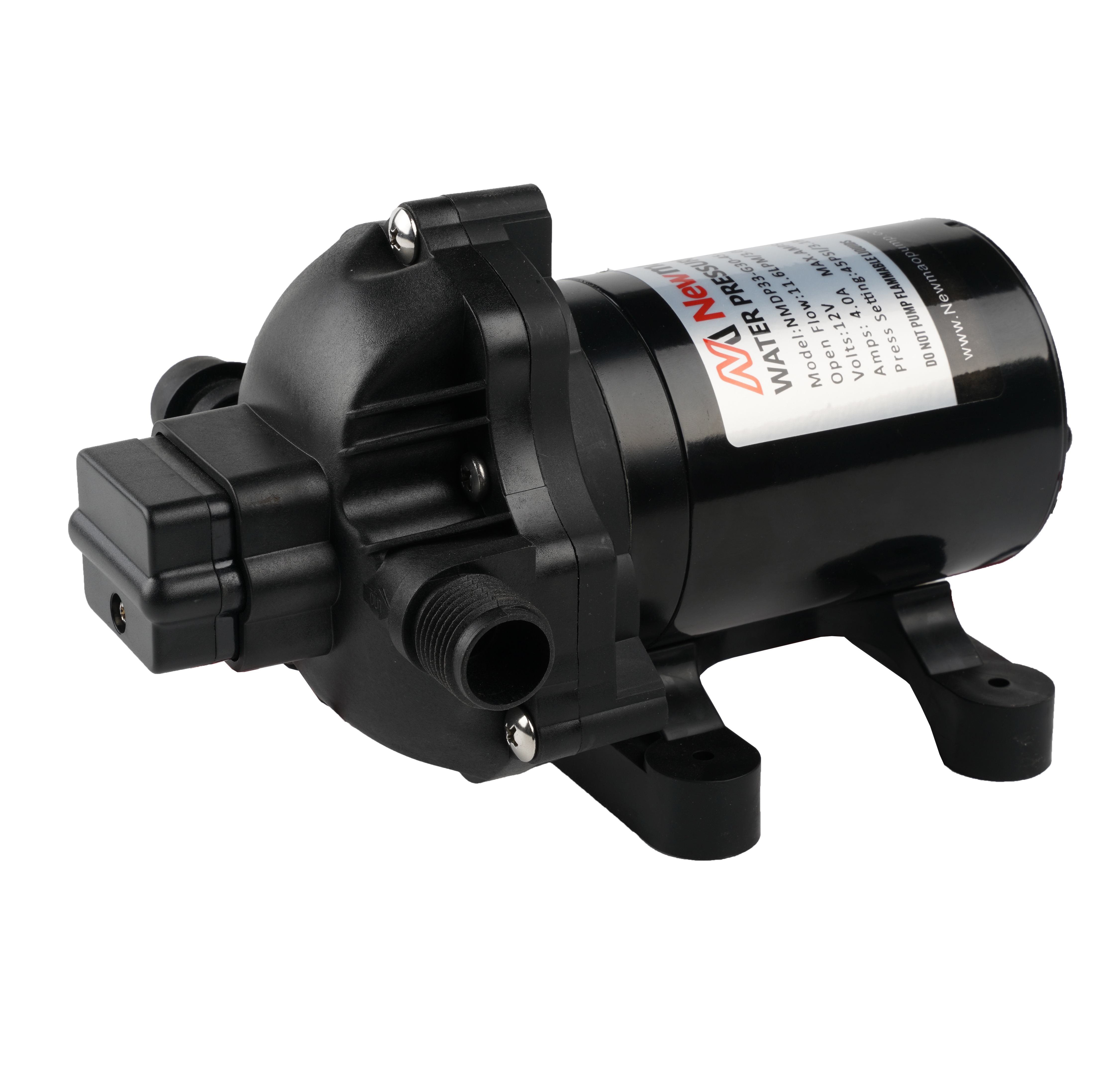 Newmao 33 series high pressure RV marine diaphragm water pump DC volt 12V 24V 3.0GPM 11.6 LPM 45PSI 3.1bar booster pump