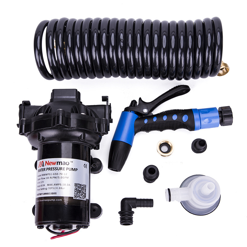 Newmao 70PSI 20LPM 12V electric car wash pressure wash down pump kit for house truck wash