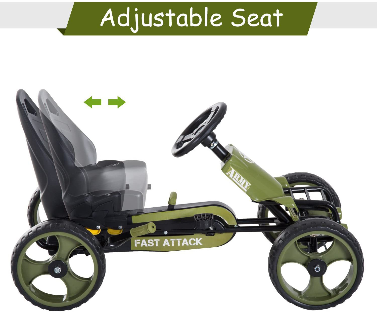 New Trend Baby army green Pedal Go Kart Licensed Children Pedal Go Kart