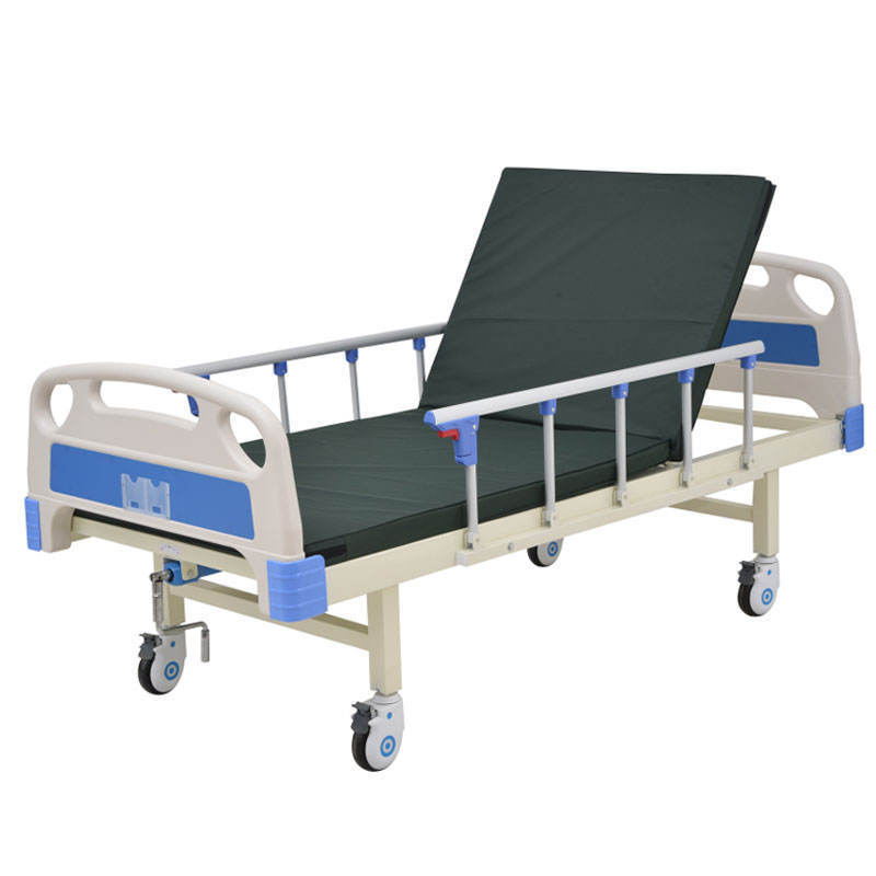 Hospital Single Crank Bed on Wheels and IV pole stand hospital beds