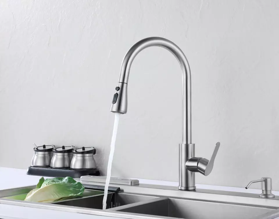 Hot and Cold Water Flexible Hose for Pull Out Kitchen Faucet Kitchen Sink Tap with Pull Out Spout Flat tee style pull out tap