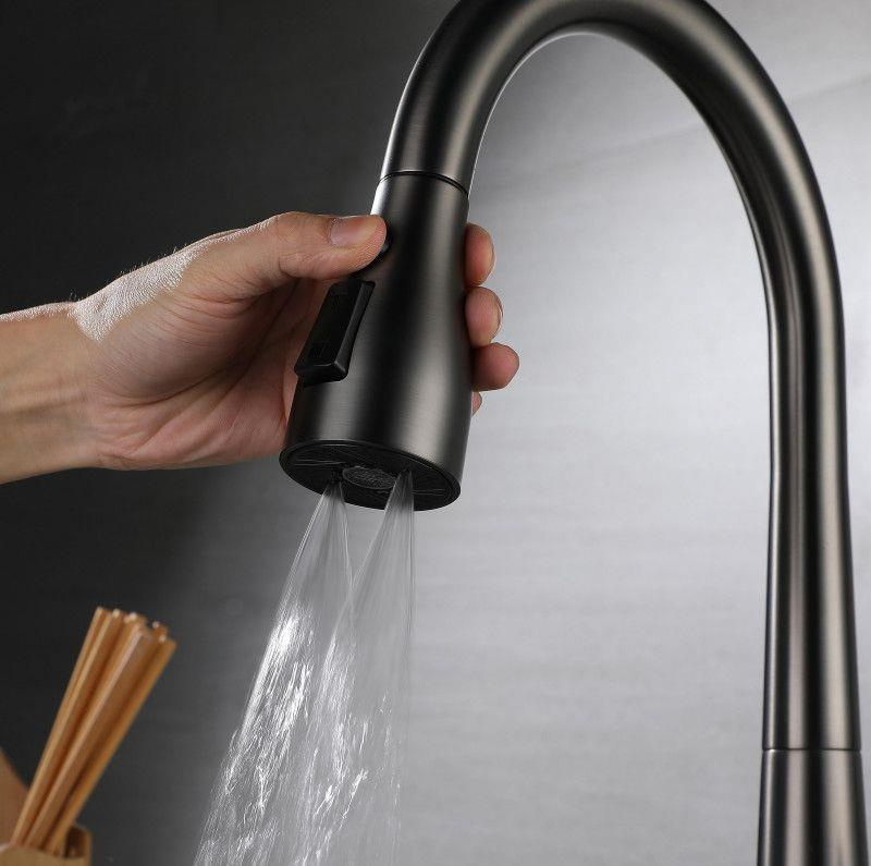 Internet celebrity small waist three function pull type tap kitchen cold and hot water sink faucet household wholesale