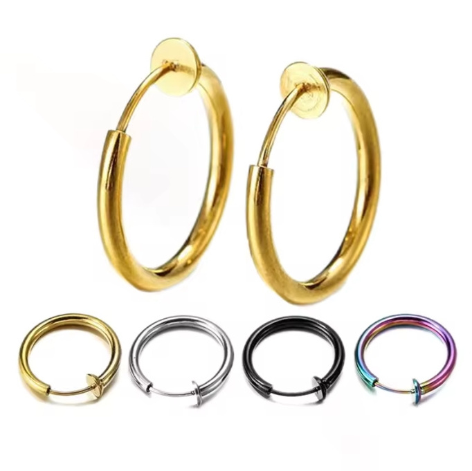 Fashion Gold 18k gold Silver Ear Cuff Fake Clip on Hoop Earrings for Women Man Teens Girls Non Piercing Earrings Jewelry