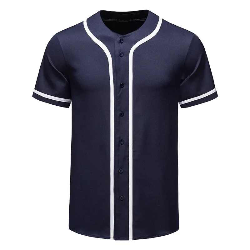 Mens Button Down Baseball Jersey Casual Streetwear Tee Shirt Homme Short Sleeve Team Uniform Baseball T Shirt