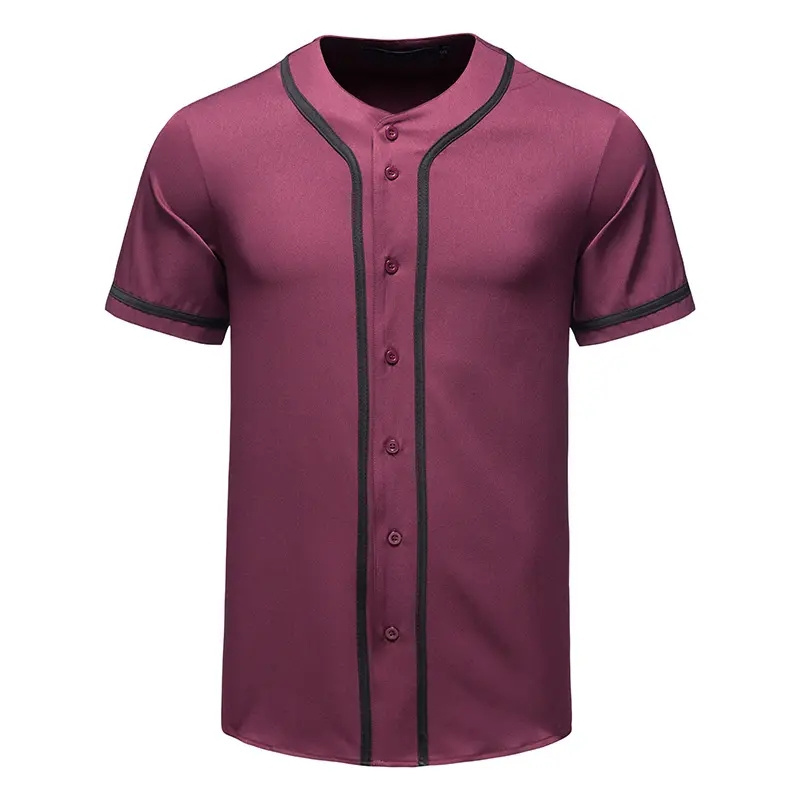 Mens Button Down Baseball Jersey Casual Streetwear Tee Shirt Homme Short Sleeve Team Uniform Baseball T Shirt