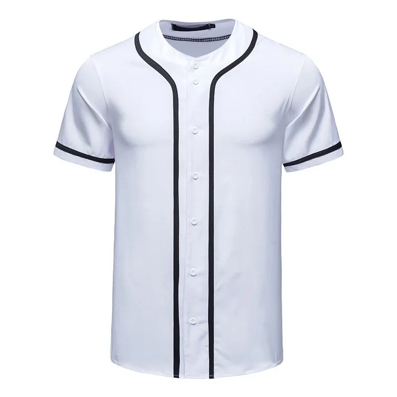 Mens Button Down Baseball Jersey Casual Streetwear Tee Shirt Homme Short Sleeve Team Uniform Baseball T Shirt