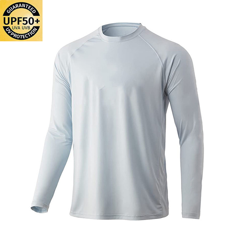 100% Polyester Ice silk US size blank breathable upf50+ mens women performance long sleeve fishing shirt