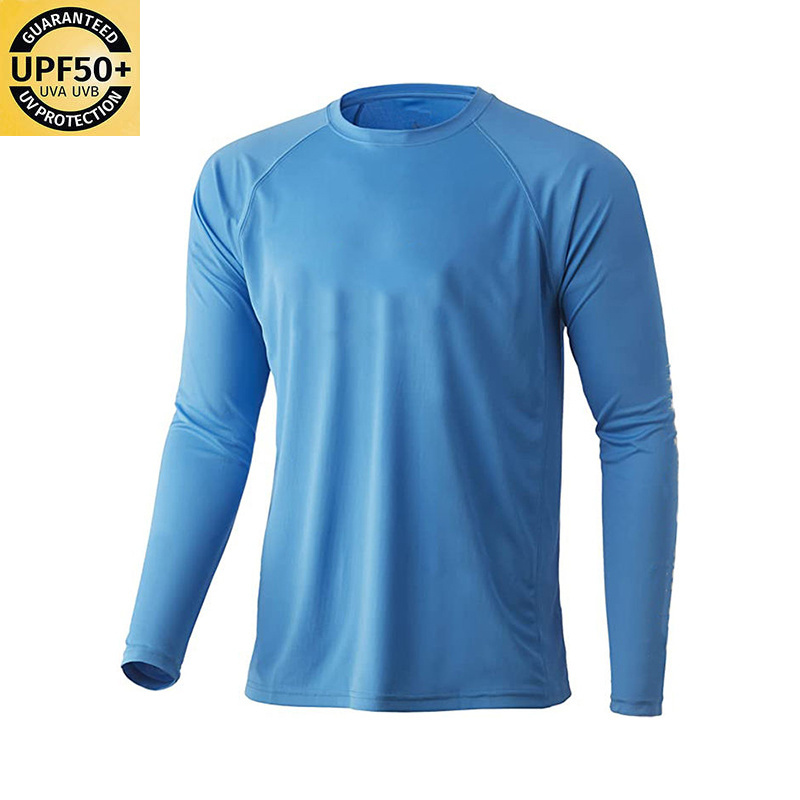 100% Polyester Ice silk US size blank breathable upf50+ mens women performance long sleeve fishing shirt