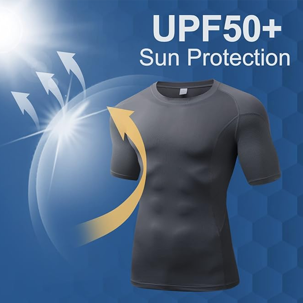 UPF 50 Custom Logo Rash guard Mma Compression Shirt Short Sleeve UV Protective Sublimation Printing For Men