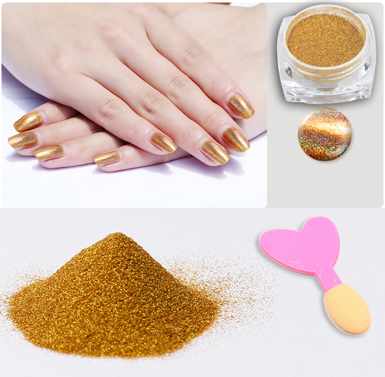 Metallic gold powder coatings paint holographic nail flake glitter acrylic powder