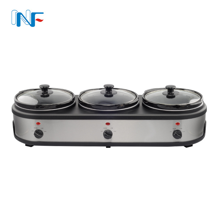 New Commercial Hotel Restaurant 3 in 1 Cheap Stainless Steel Triple Slow Cooker