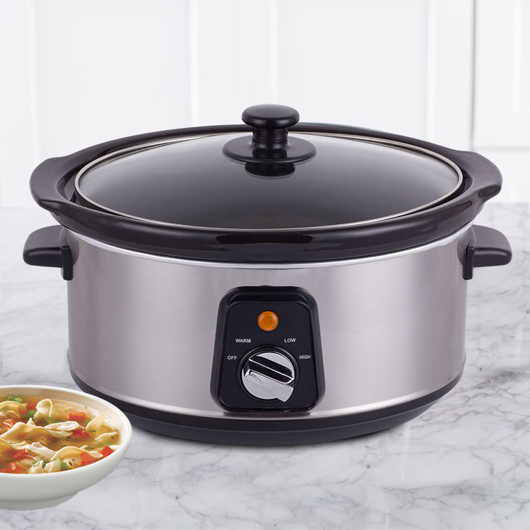 New Electrical Crock Pot 4.5l Automatic Electric 3.5 qt Round Stainless Steel Slow Cooker