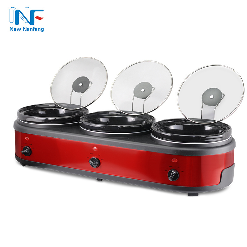 New Commercial Hotel Restaurant 3 in 1 Cheap Stainless Steel Triple Slow Cooker