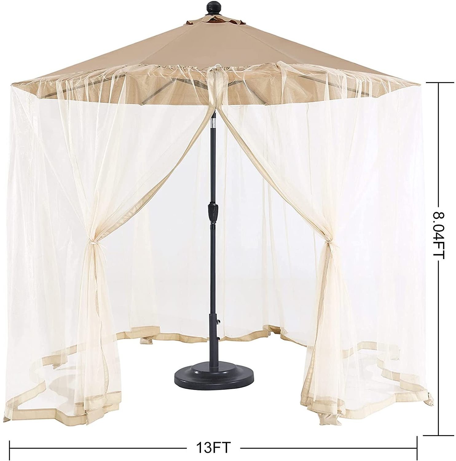 Outdoor 9FT-11FT Patio Table Umbrella Netting Polyester Screen Mesh Universal Canopy Umbrella Net with Zipper Door and Weight