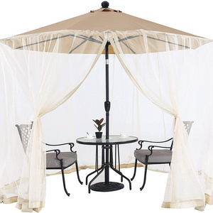 Outdoor 9FT-11FT Patio Table Umbrella Netting Polyester Screen Mesh Universal Canopy Umbrella Net with Zipper Door and Weight