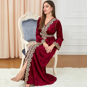 Muslim Robe Autumn Winter Velvet Dress Abayas For Women Dubai 2023 Muslim Women Velvet Abaya Dress