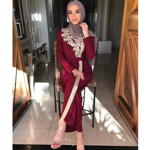 Dubai Kaftan Lace Evening Dresses 2021 Embroidery Appliques Long Formal Dress Full Sleeve Arabic Muslim Party Gowns