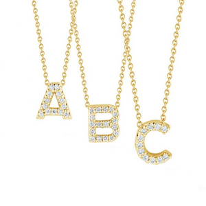 Custom 18K Gold Plated 925 Sterling Silver Tiny Micro Pave CZ Initial Necklace Alphabet Letter Initial Charm Necklaces for Women