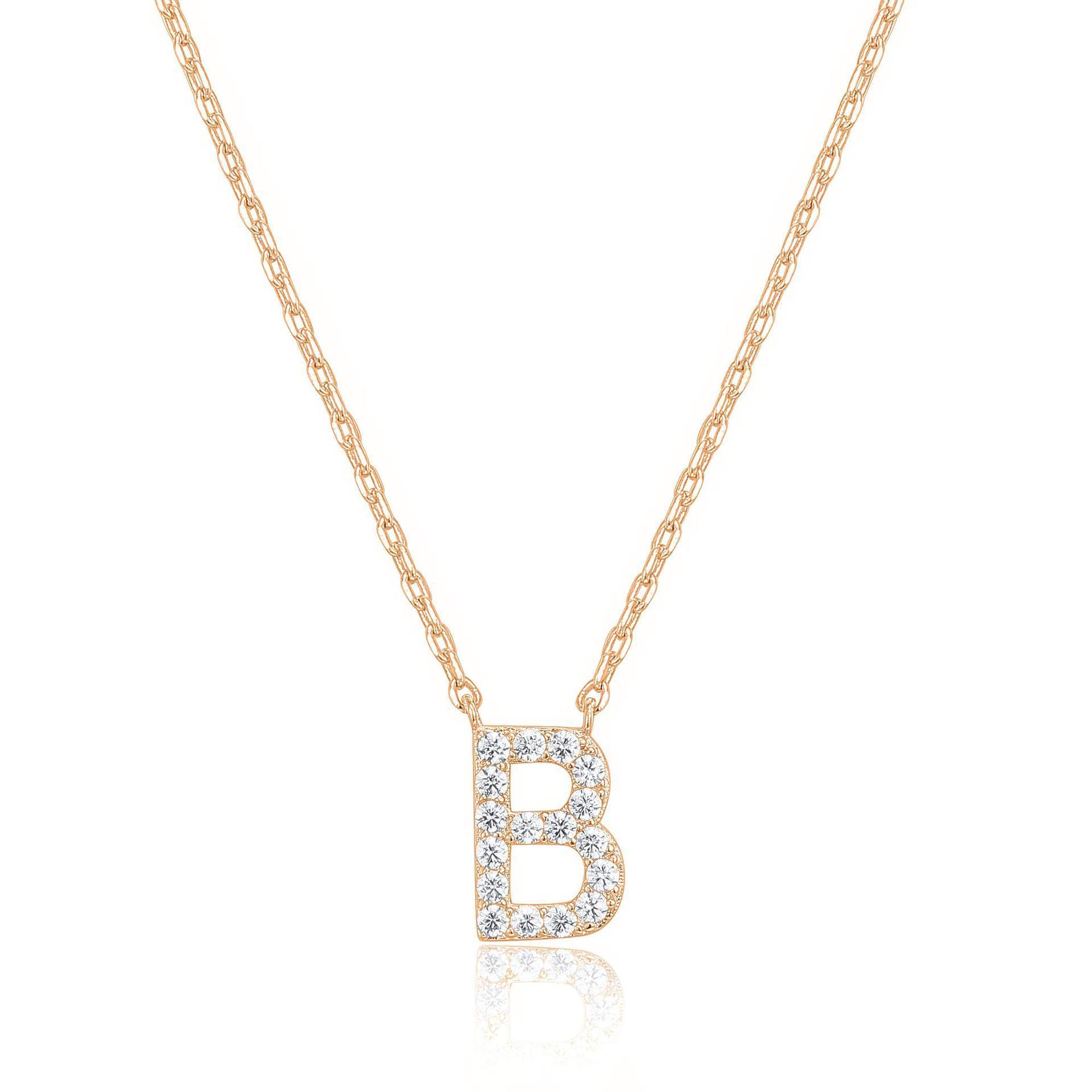 Custom 18K Gold Plated 925 Sterling Silver Tiny Micro Pave CZ Initial Necklace Alphabet Letter Initial Charm Necklaces for Women