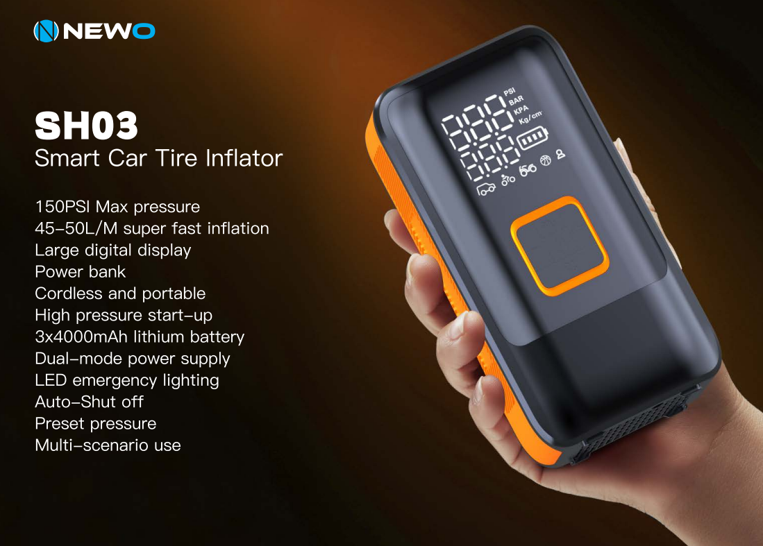 Newo Portable Tire Inflator Compact Air Compressor for Truck & SUV 12V On/Off Road Tire Pump Air Compressor 150 PSI